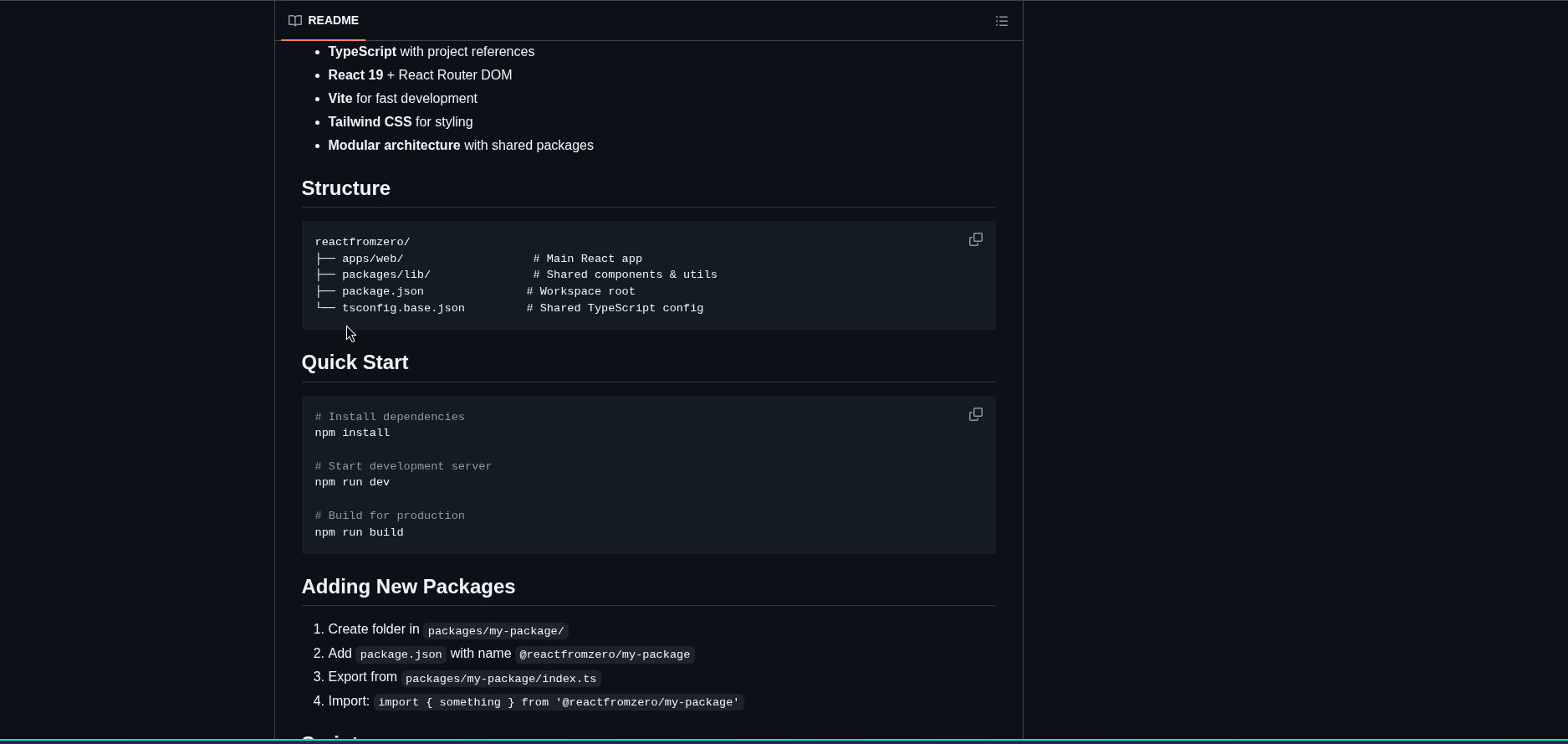 Screenshot of github repository